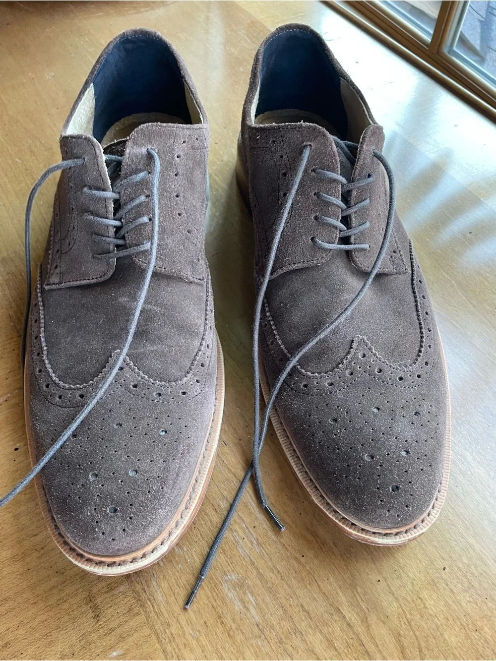 Banana Republic Men's Brown Suede Brogue Wingtip Oxfords Size 13